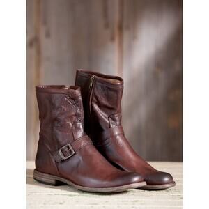 Men's Frye Phillip Zip Leather Boots Dark Brown Size 10.5